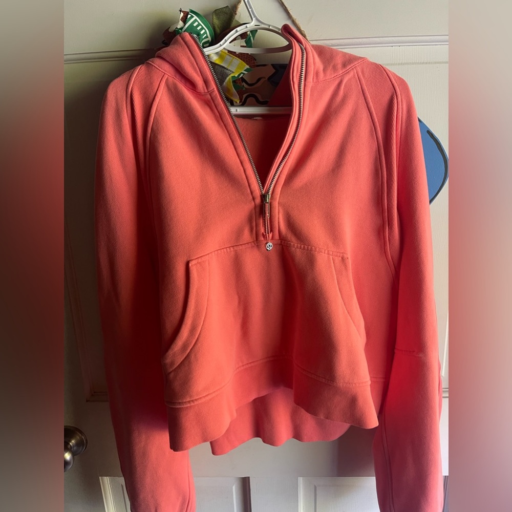 Lululemon Scuba Oversized Half Zip Hoodie Raspberry Cream Size XL/XXL